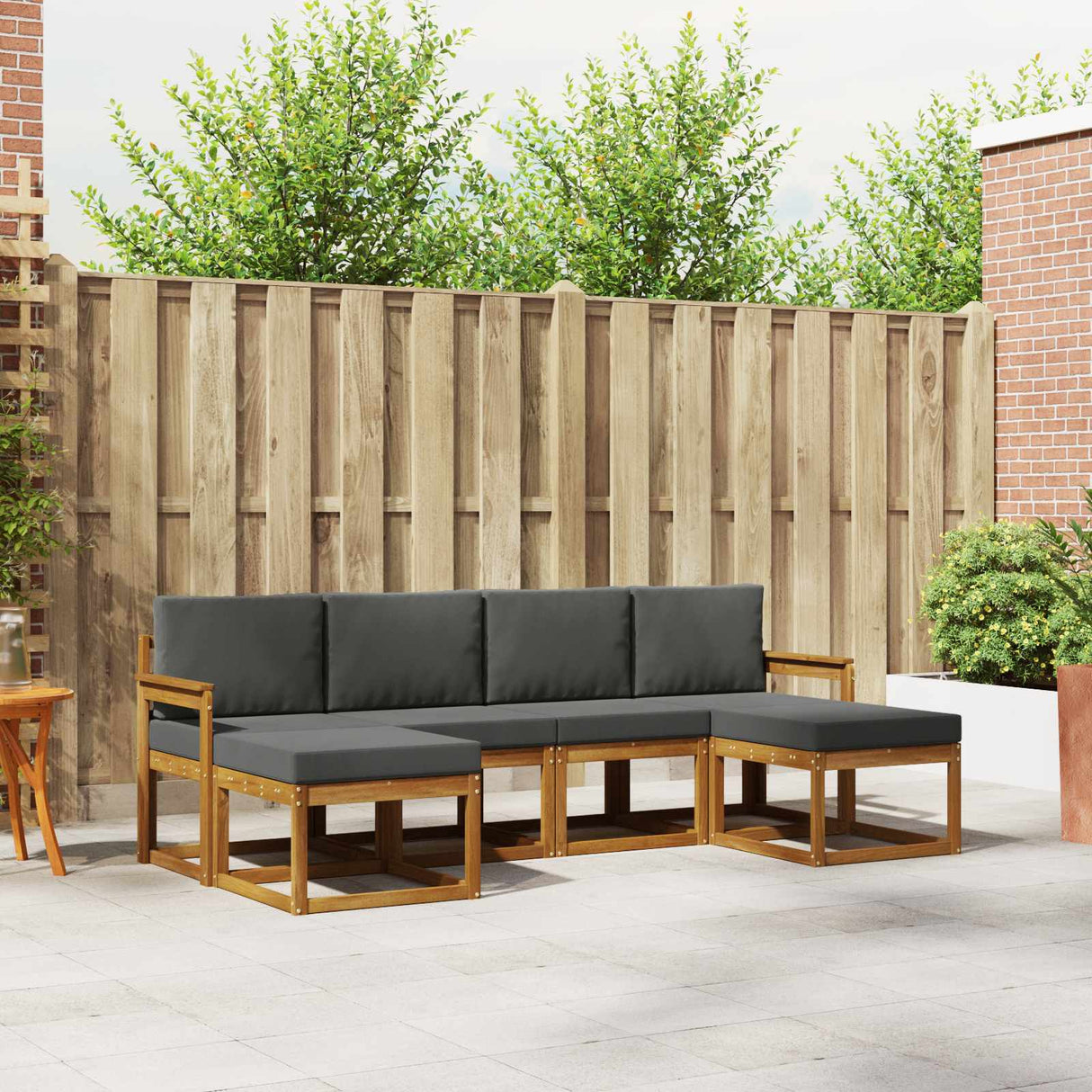 Outdoor Sofa Set with Cushion 6 pcs Natural and Anthracite