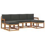 Outdoor Sofa Set with Cushion 6 pcs Natural and Anthracite