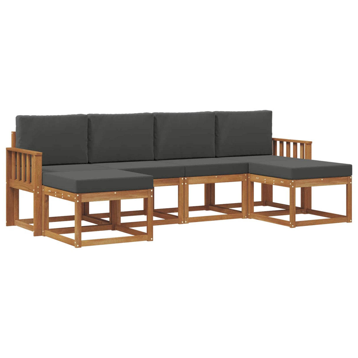 Outdoor Sofa Set with Cushion 6 pcs Natural and Anthracite