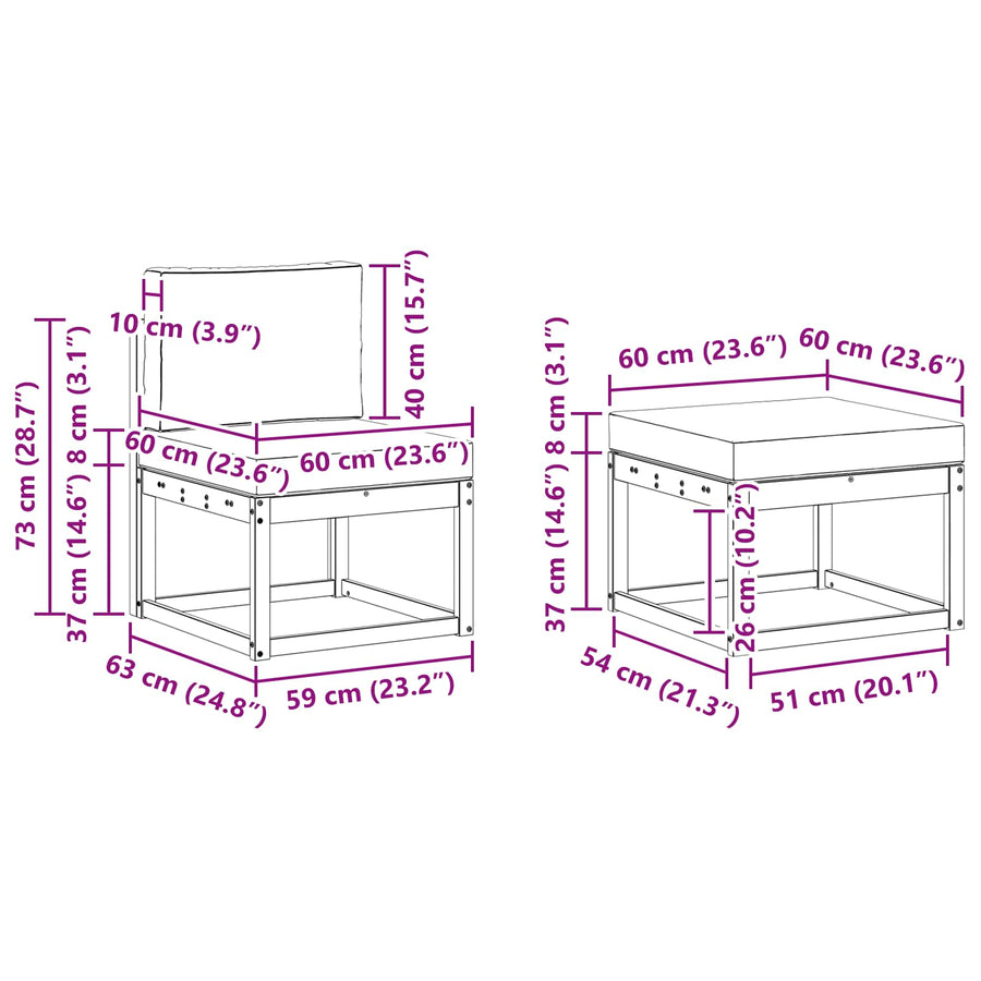 Outdoor Sofa Set 6 pcs 6-Seaters Natural and Anthracite