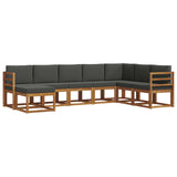 Outdoor Sofa Set with Cushion 8 pcs Natural and Anthracite - Front View