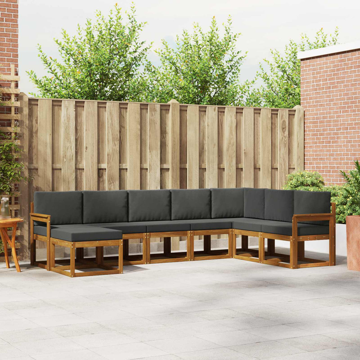 Outdoor Sofa Set with Cushion 8 pcs Natural and Anthracite