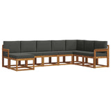 Outdoor Sofa Set with Cushion 8 pcs Natural and Anthracite - Front View