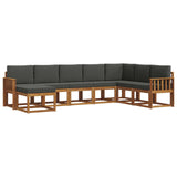 Outdoor Sofa Set with Cushion 8 pcs Natural and Anthracite - Front View