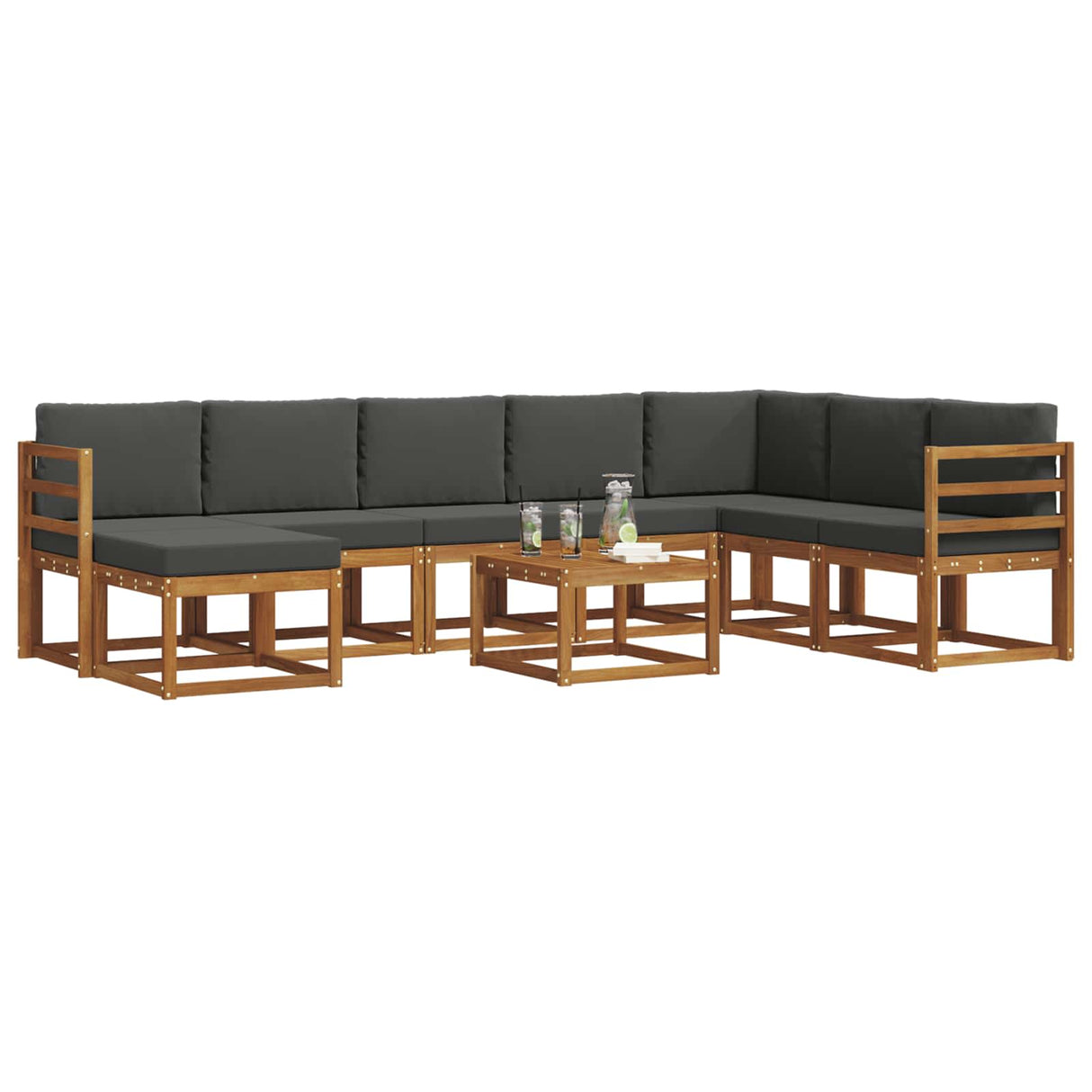 Outdoor Sofa Set with Cushion 9 pcs Natural and Anthracite