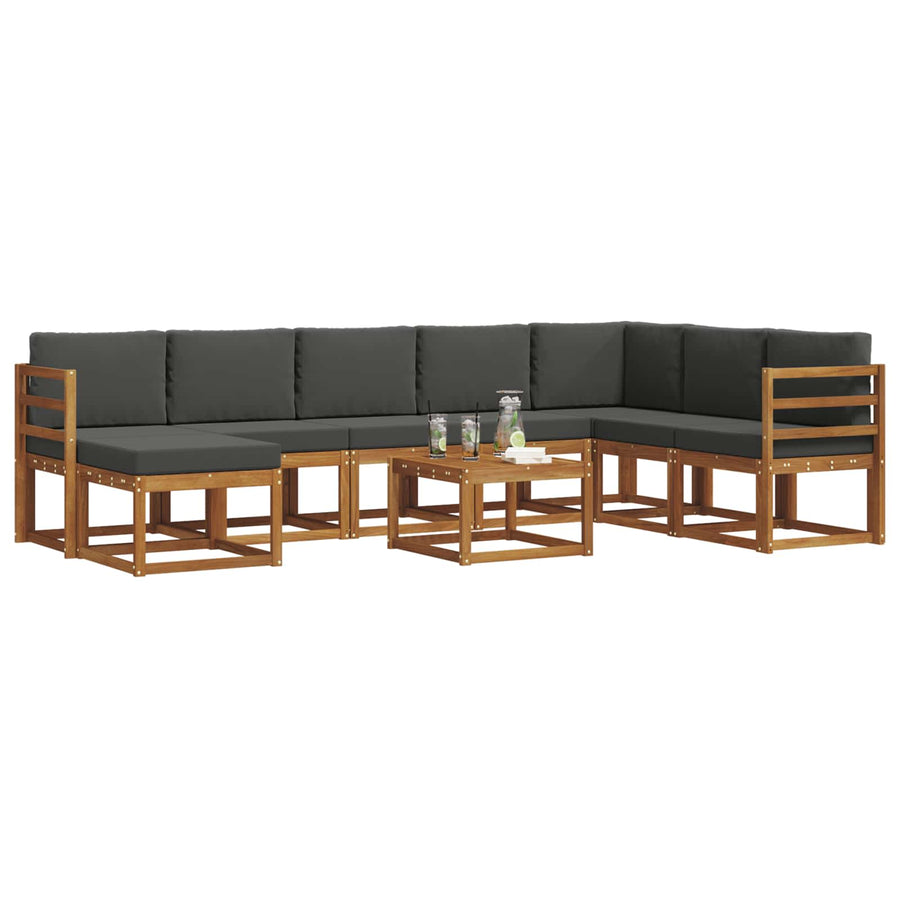 Outdoor Sofa Set 9 pcs Natural and Anthracite