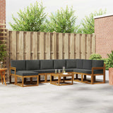 Outdoor Sofa Set with Cushion 9 pcs Natural and Anthracite