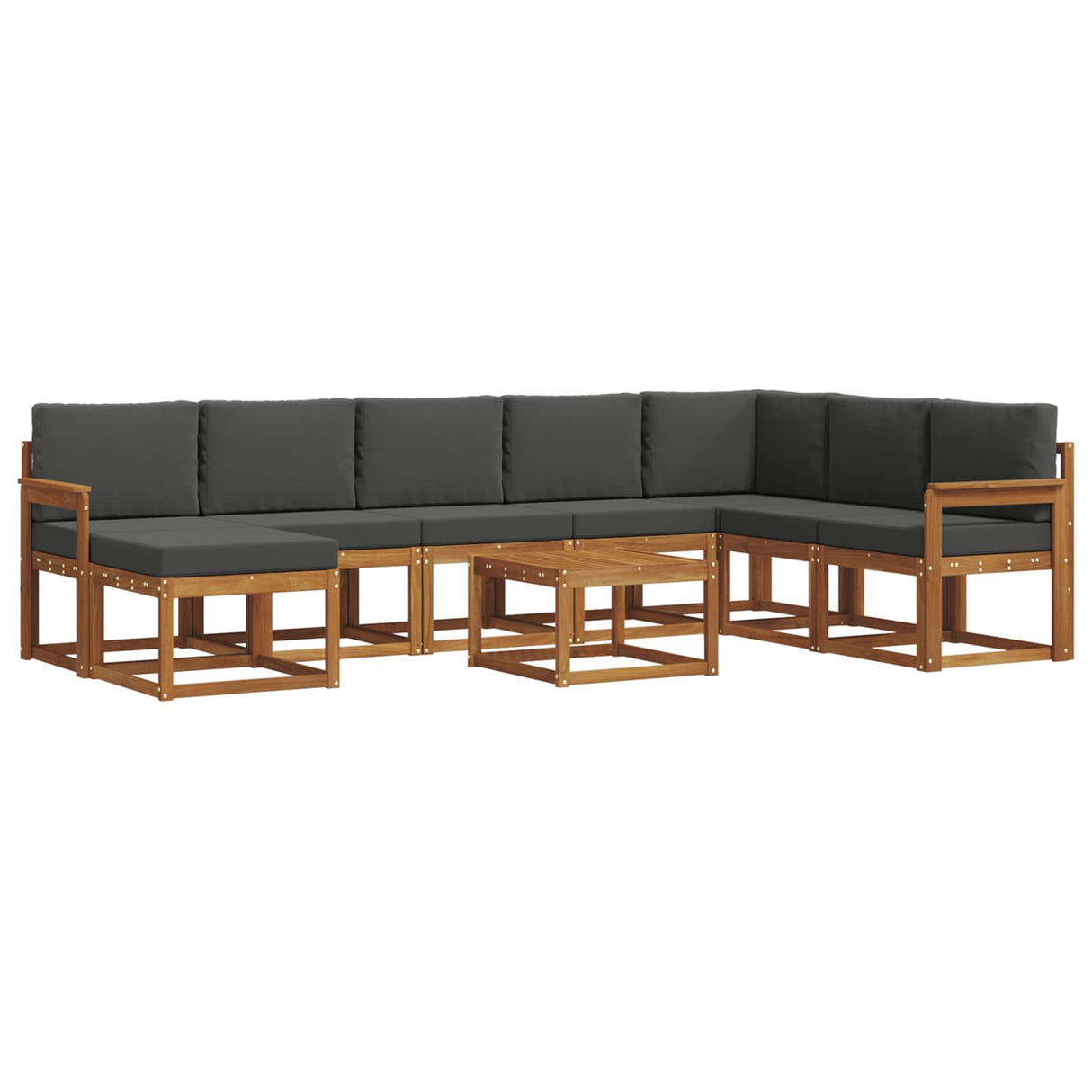 Outdoor Sofa Set with Cushion 9 pcs Natural and Anthracite
