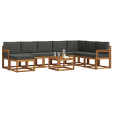 Outdoor Sofa Set with Cushion 9 pcs Natural and Anthracite