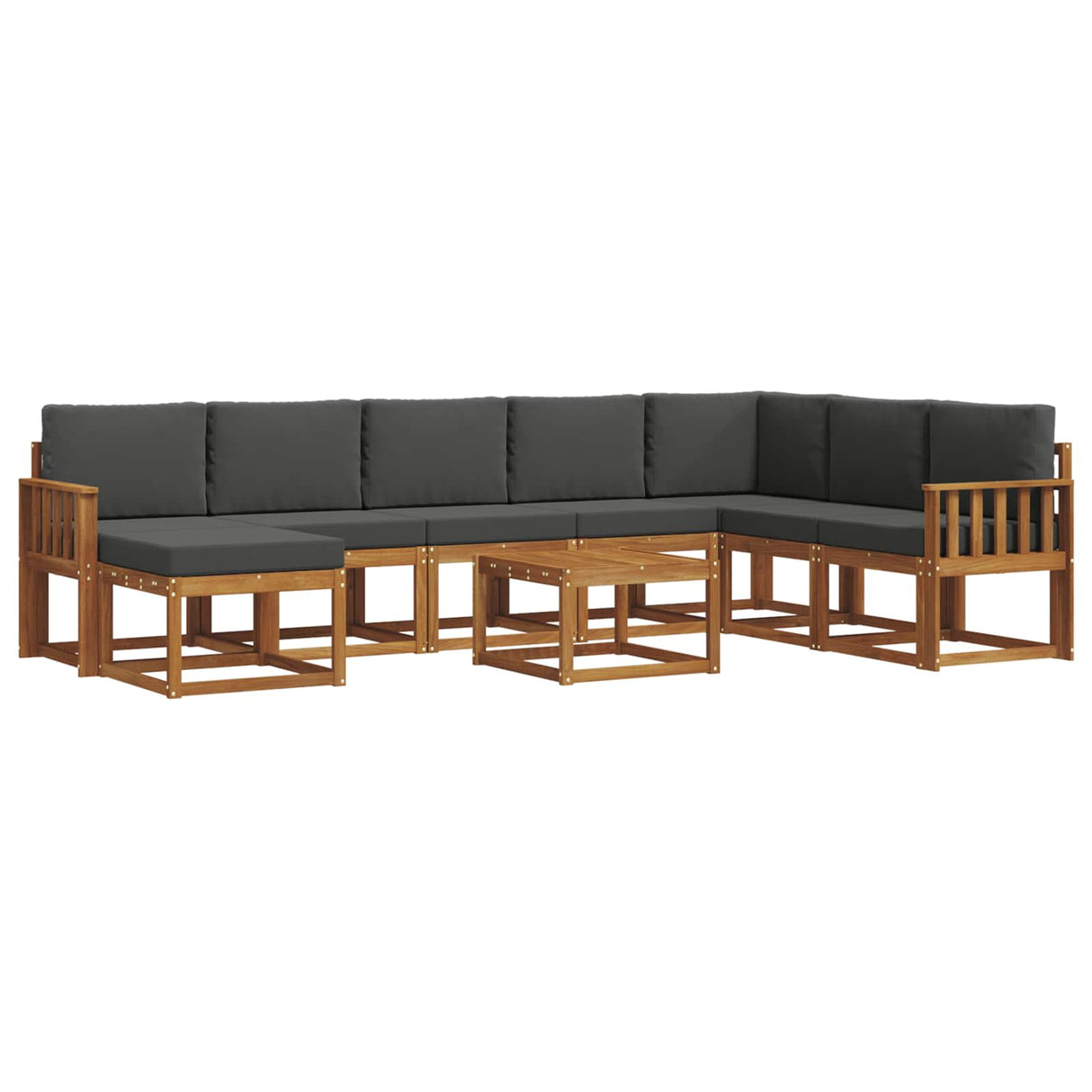 Outdoor Sofa Set with Cushion 9 pcs Natural and Anthracite