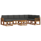 Outdoor Sofa Set with Cushion 9 pcs Natural and Anthracite - Front View