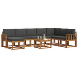 Outdoor Sofa Set with Cushion 9 pcs Natural and Anthracite