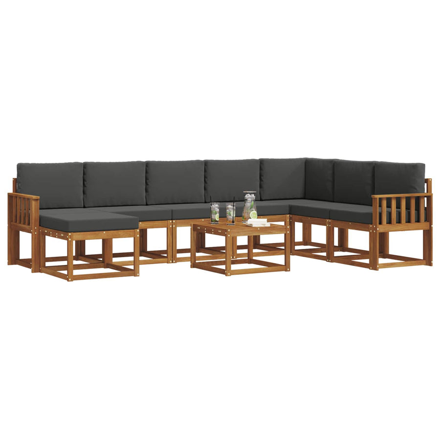 Outdoor Sofa Set 9 pcs Natural and Anthracite