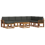 Outdoor Sofa Set with Cushion 9 pcs Natural and Anthracite - Front View