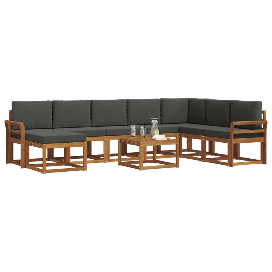 Outdoor Sofa Set 9 pcs Natural and Anthracite