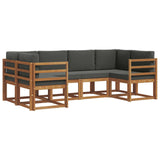 Outdoor Sofa Set 6 pcs Natural and Anthracite - Front View