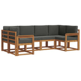Outdoor Sofa Set 6 pcs Natural and Anthracite - Front View