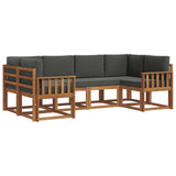 Outdoor Sofa Set 6 pcs Natural and Anthracite - Front View