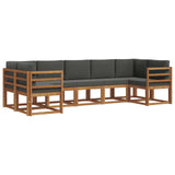 Outdoor Sofa Set 7 pcs Natural and Anthracite - Front View