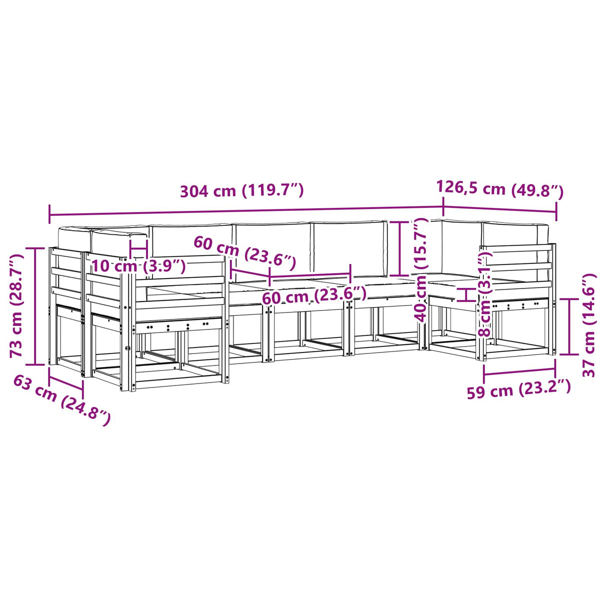 Outdoor Sofa Set 7 pcs Natural and Anthracite