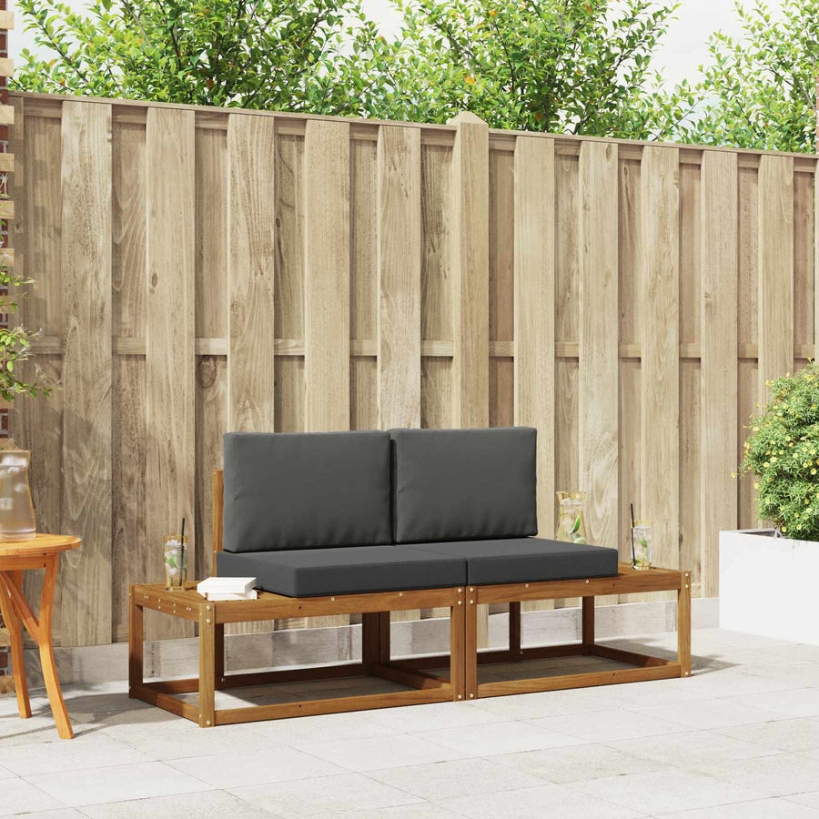 Outdoor Sofa Set 2 pcs 2-Seaters Natural and Anthracite