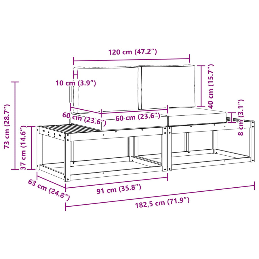 Outdoor Sofa Set 2 pcs 2-Seaters Natural and Anthracite, image 10