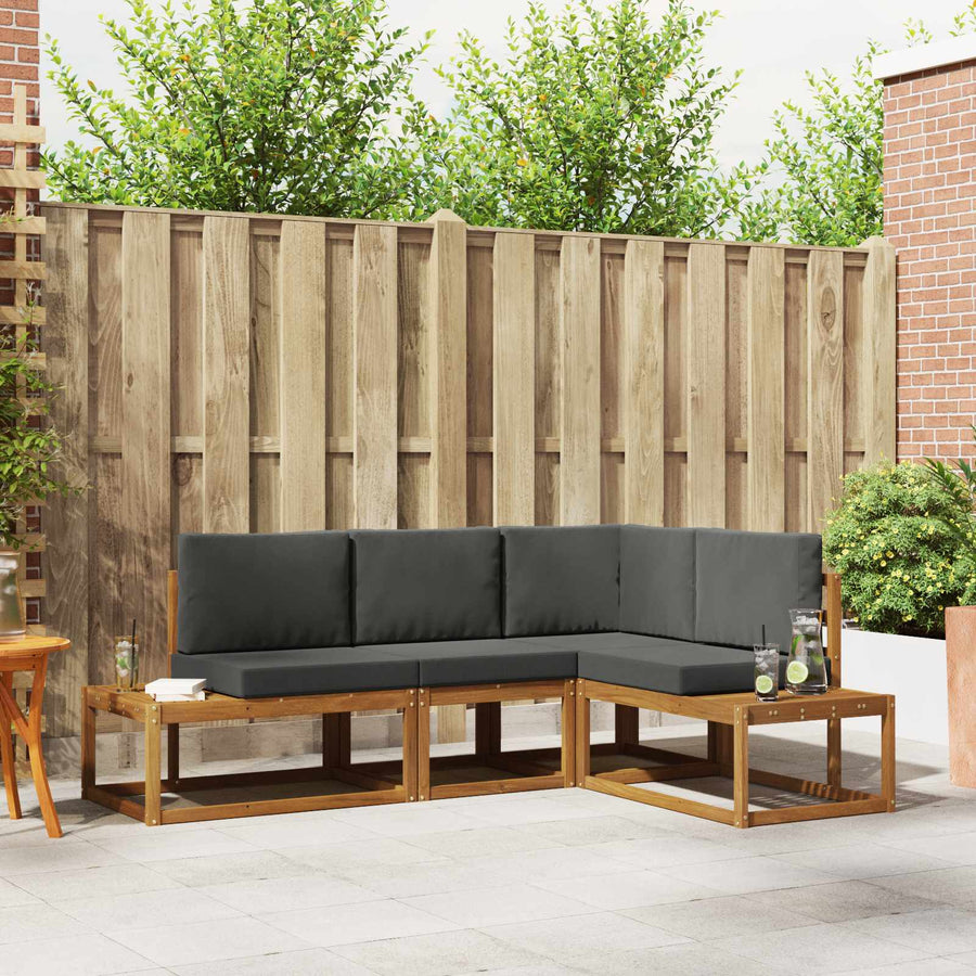4 pcs Outdoor Sofa Set Solid Acacia Wood and Polyester