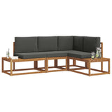 Outdoor Sofa Set with Cushion 4 Piece Natural and Anthracite