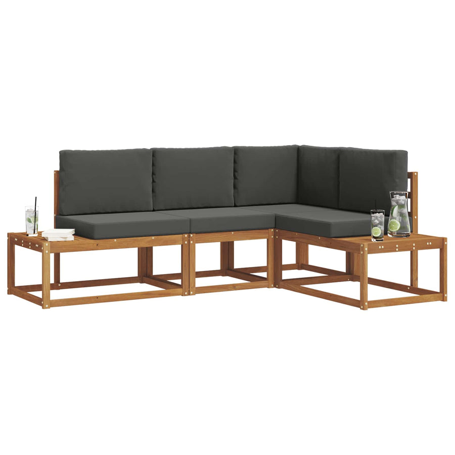4 pcs Outdoor Sofa Set Solid Acacia Wood and Polyester