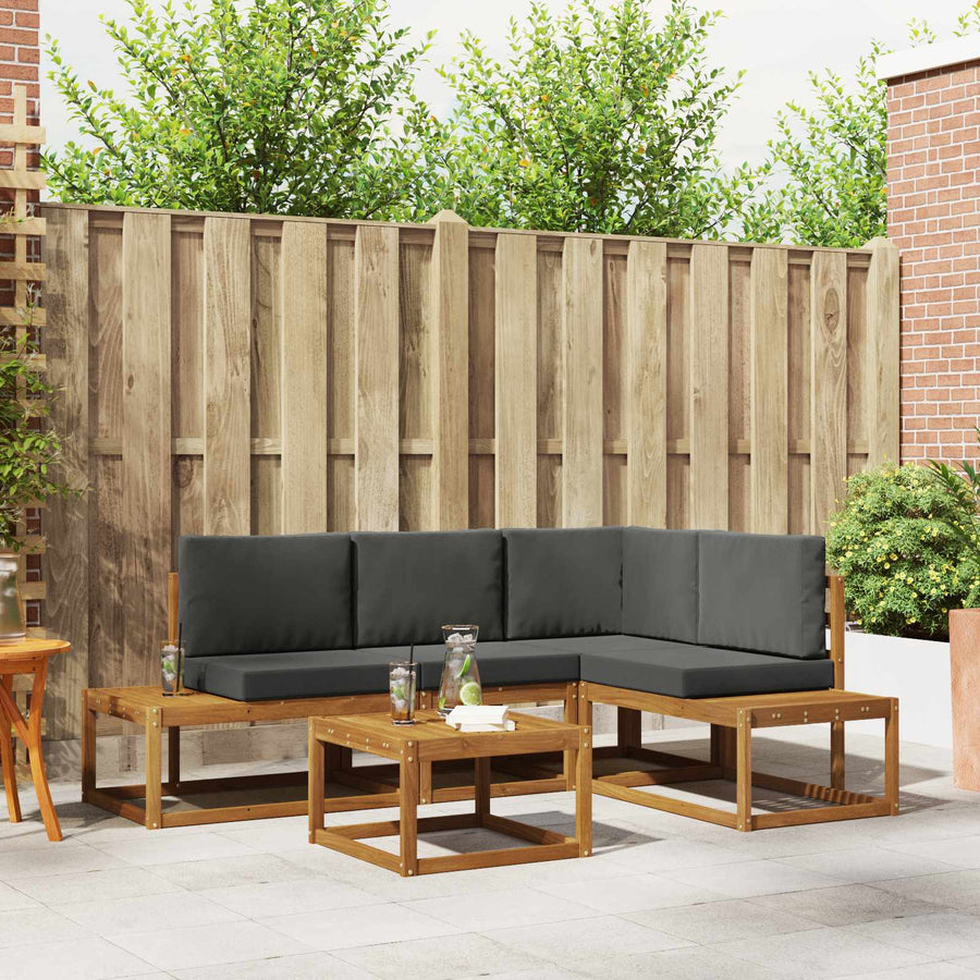 5 pcs Outdoor Sofa Set Solid Acacia Wood and Polyester