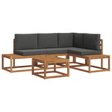 Outdoor Sofa Set with Cushion 5 Piece Natural and Anthracite