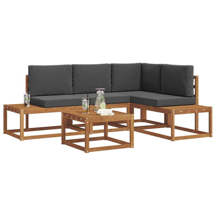 5 pcs Outdoor Sofa Set Solid Acacia Wood and Polyester