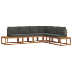 6 pcs Outdoor Sofa Set Solid Acacia Wood and Polyester