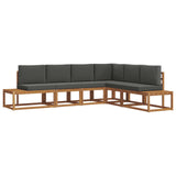 Outdoor Sofa Set with Cushion 6 Piece Natural and Anthracite - Front View