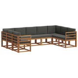 Outdoor Sofa Set with Cushion 9 pcs Natural and Anthracite - Front View