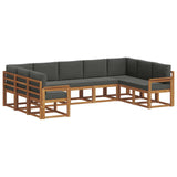 Outdoor Sofa Set with Cushion 9 pcs Natural and Anthracite - Front View