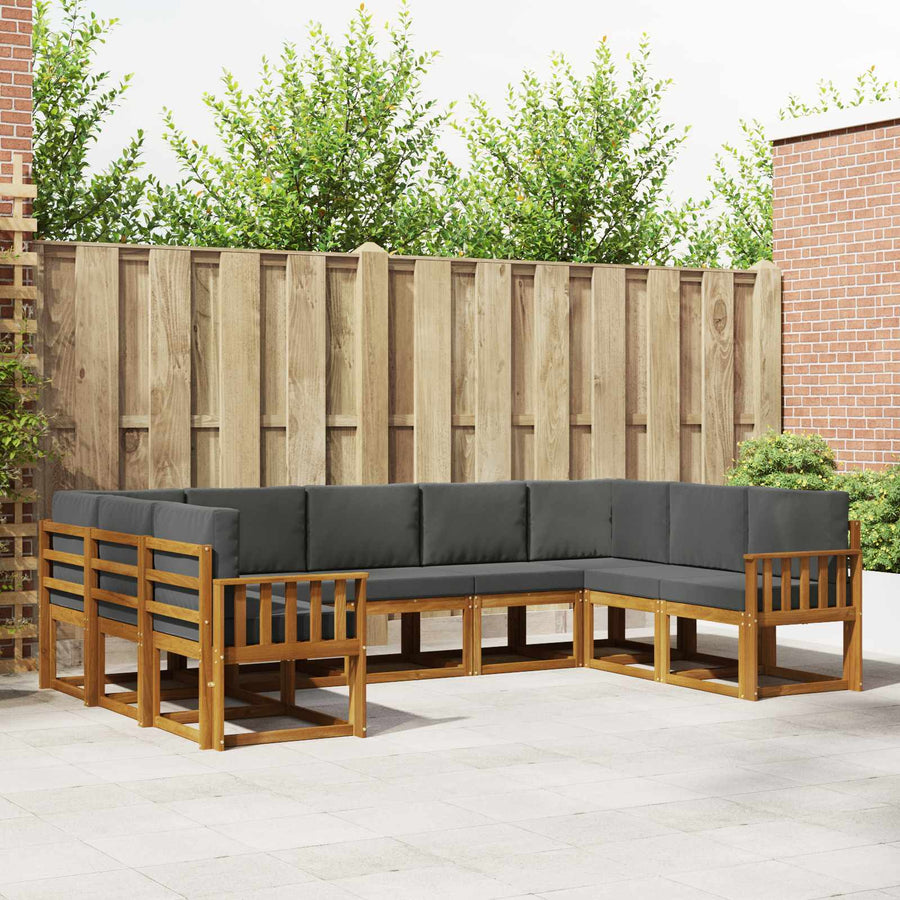 Outdoor Sofa Set 9 pcs Natural and Anthracite
