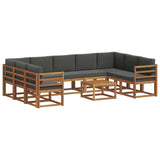 Outdoor Sofa Set with Cushion 10 pcs Natural and Anthracite - Front View