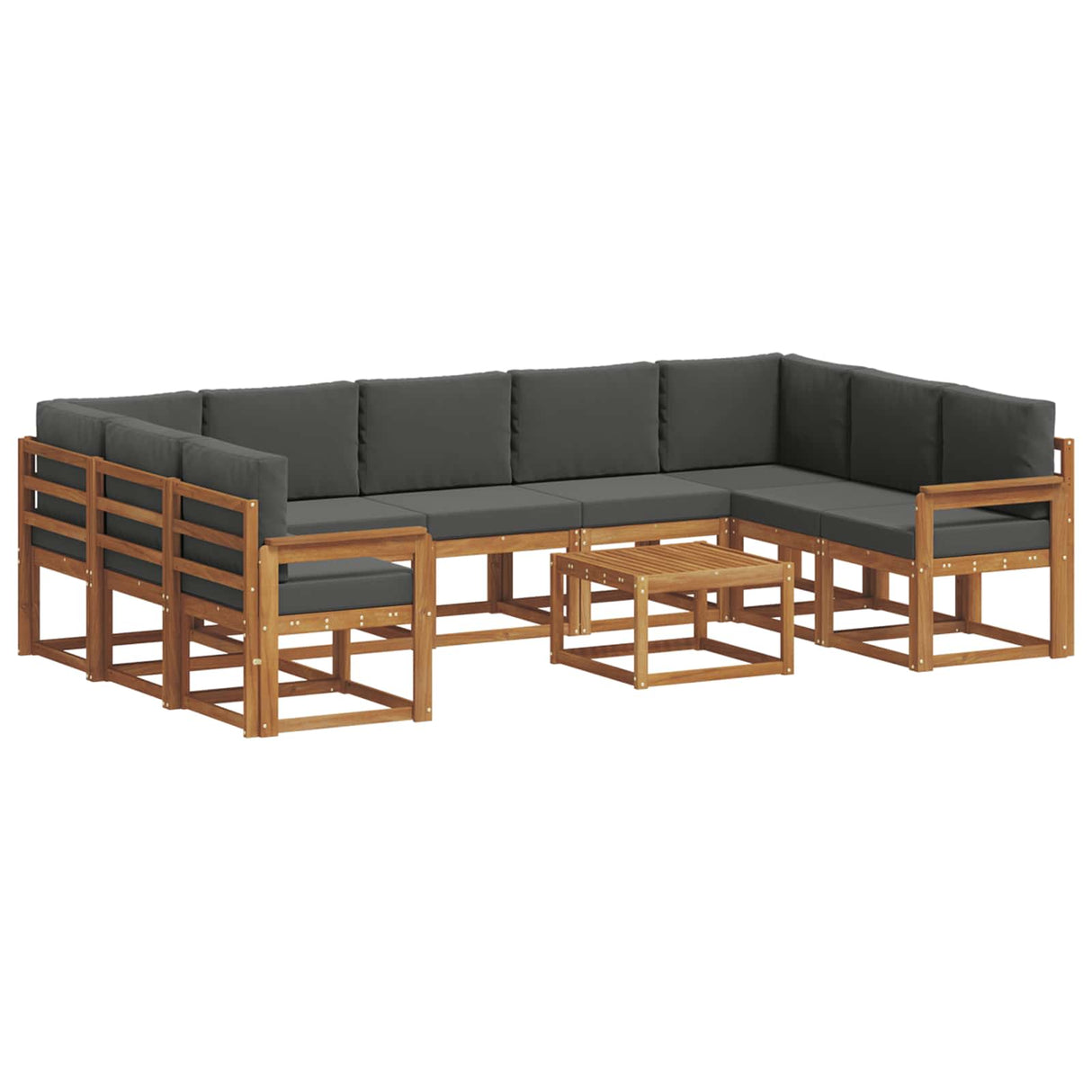 Outdoor Sofa Set with Cushion 10 pcs Natural and Anthracite