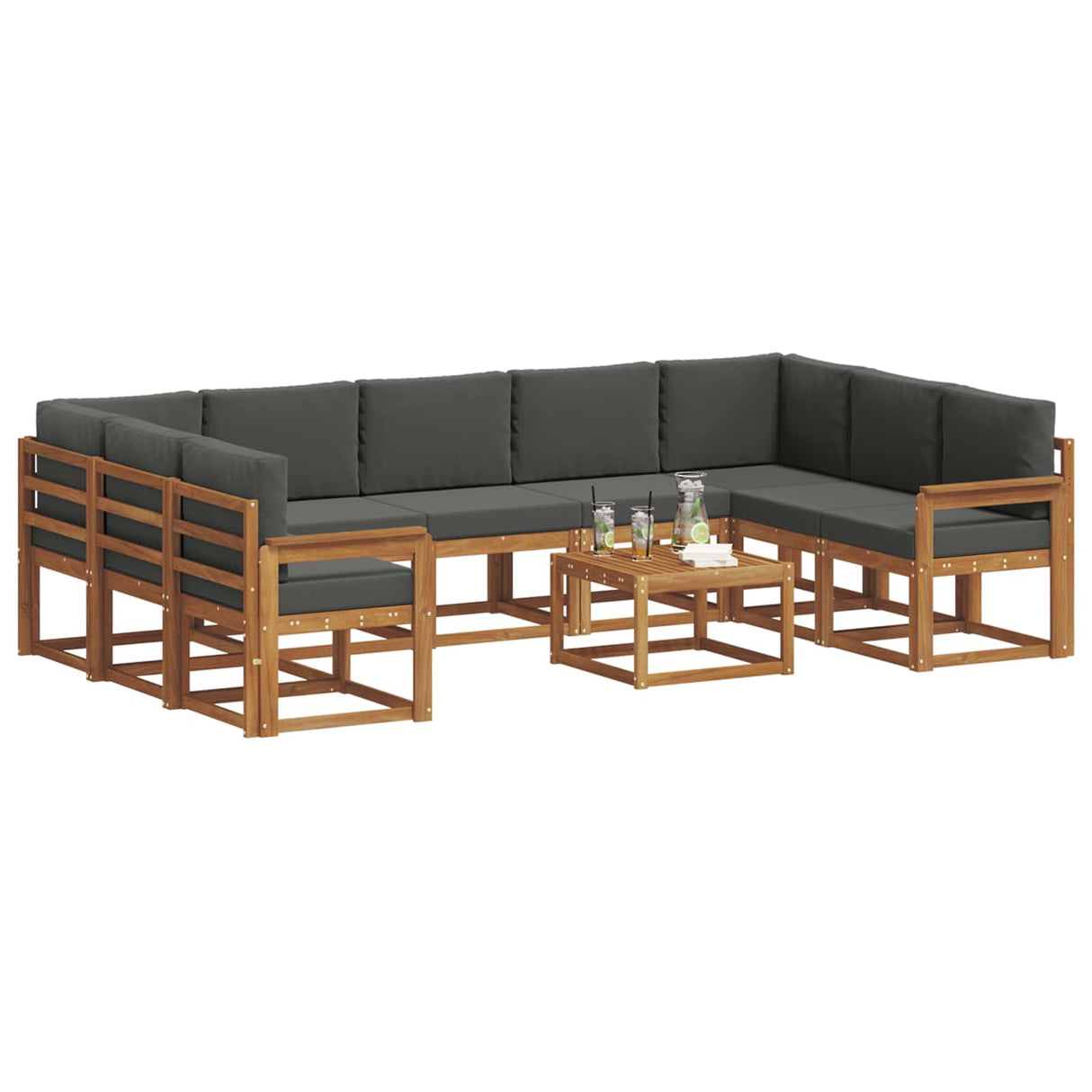 Outdoor Sofa Set with Cushion 10 pcs Natural and Anthracite