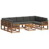 Outdoor Sofa Set with Cushion 10 pcs Natural and Anthracite - Front View