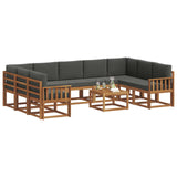 Outdoor Sofa Set with Cushion 10 pcs Natural and Anthracite