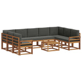 Outdoor Sofa Set with Cushion 10 pcs Natural and Anthracite