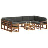 Outdoor Sofa Set with Cushion 10 pcs Natural and Anthracite