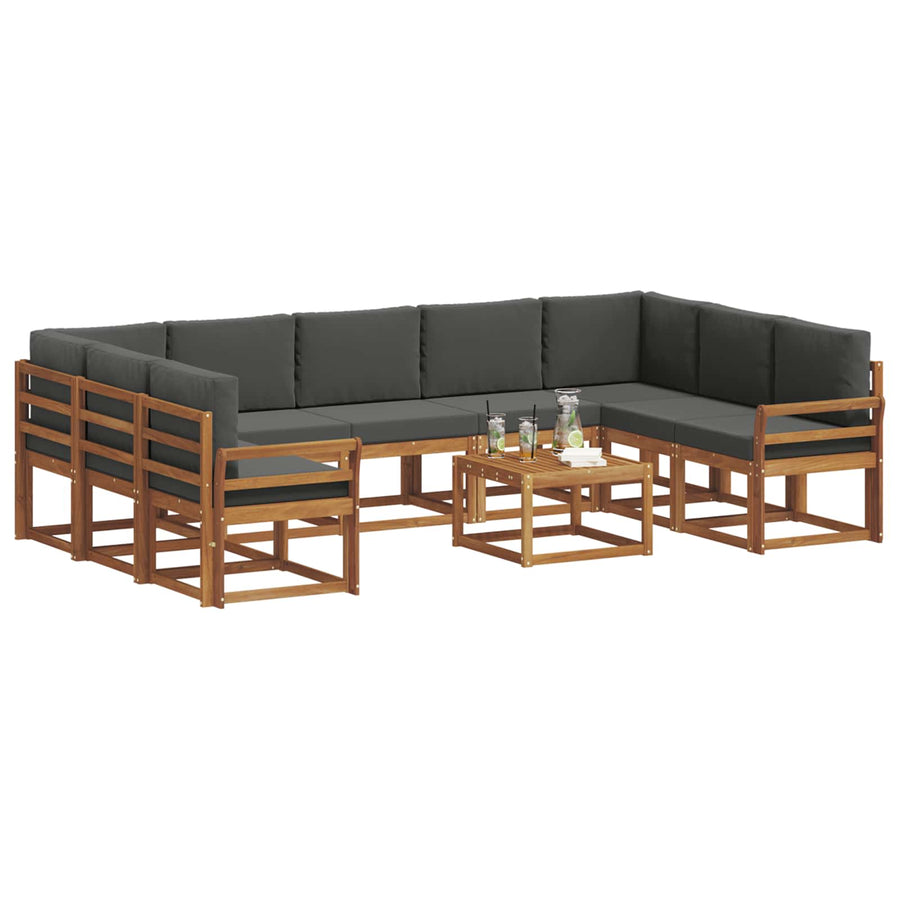 Outdoor Sofa Set 10 pcs Natural and Anthracite