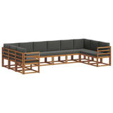 Outdoor Sofa Set with Cushion 10 pcs Natural and Anthracite - Front View