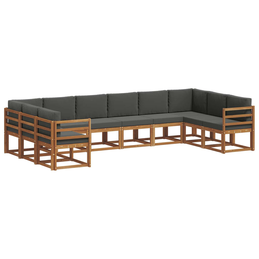 Outdoor Sofa Set 10 pcs Natural and Anthracite