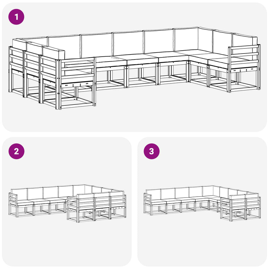 Outdoor Sofa Set 10 pcs Natural and Anthracite