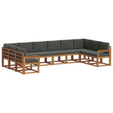 Outdoor Sofa Set with Cushion 10 pcs Natural and Anthracite - Front View