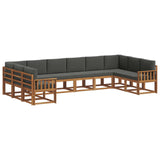 Outdoor Sofa Set with Cushion 10 pcs Natural and Anthracite - Front View